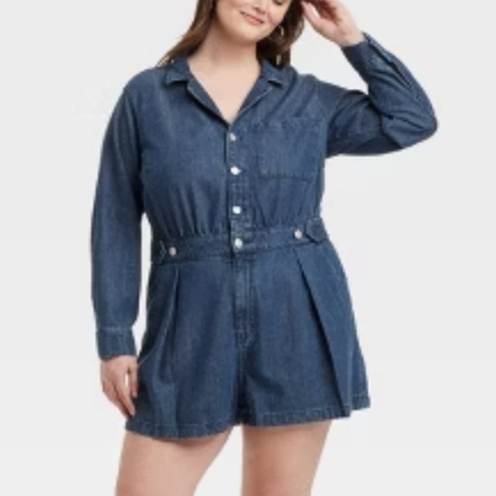 NWT Universal Thread Dark Wash Denim Romper Size 16